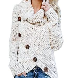 ***SOLD***White Woman's turtle neck wrap sweate